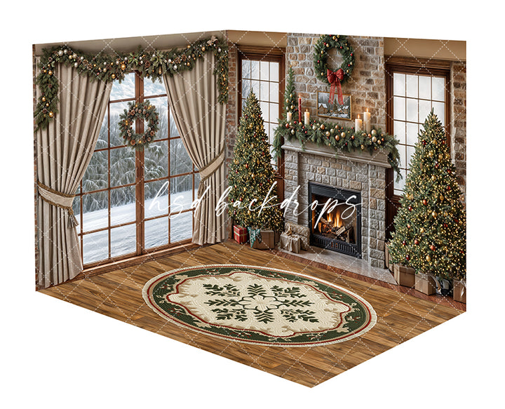 Christmas Room - CHS68586 Christmas Cabin Fireplace