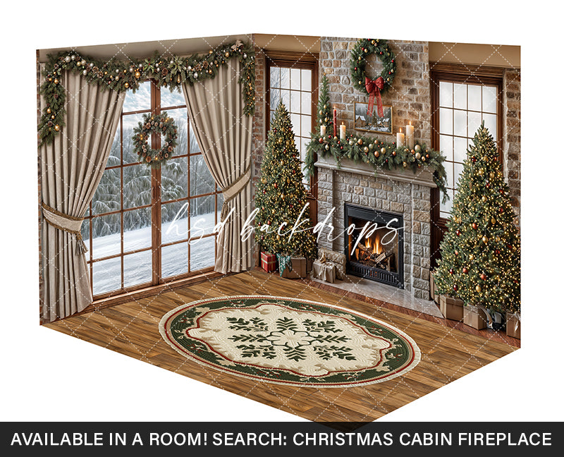 Christmas Cabin Fireplace (sweep options)