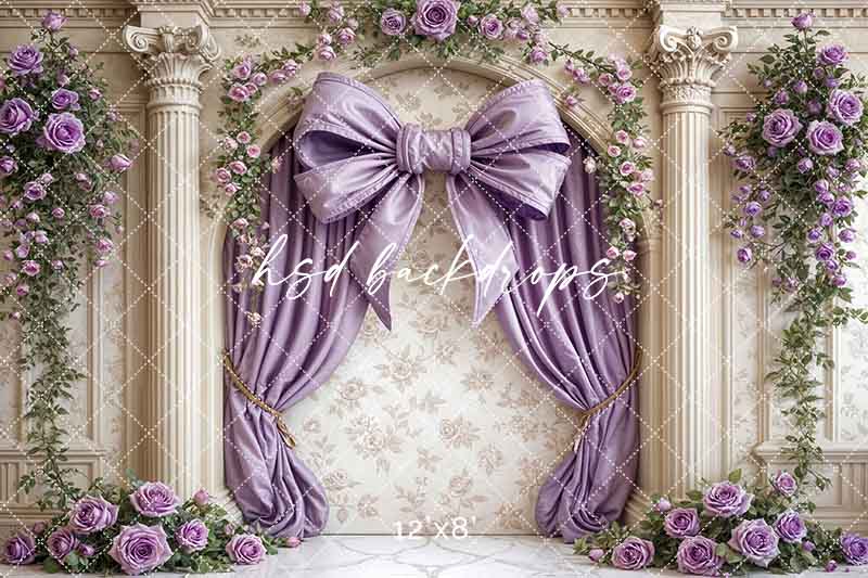 Elegant Arched Purple Bow Wall (sweep options)