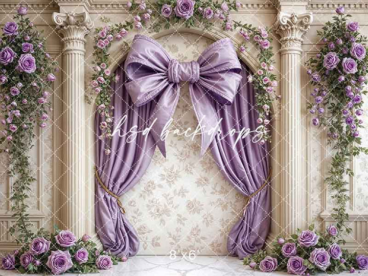 Elegant Arched Purple Bow Wall (sweep options)