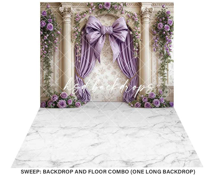 Elegant Arched Purple Bow Wall (sweep options)