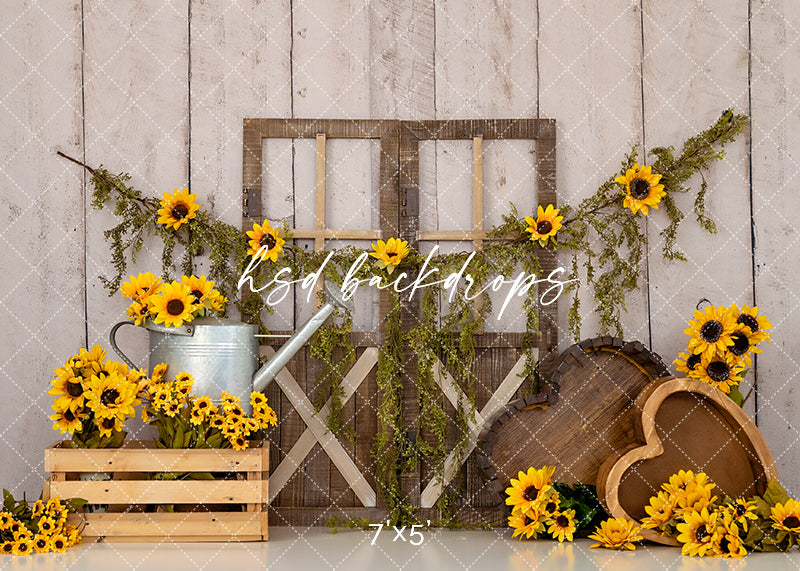 Sunflower Backdrop for Birthday Cake Smash Photography