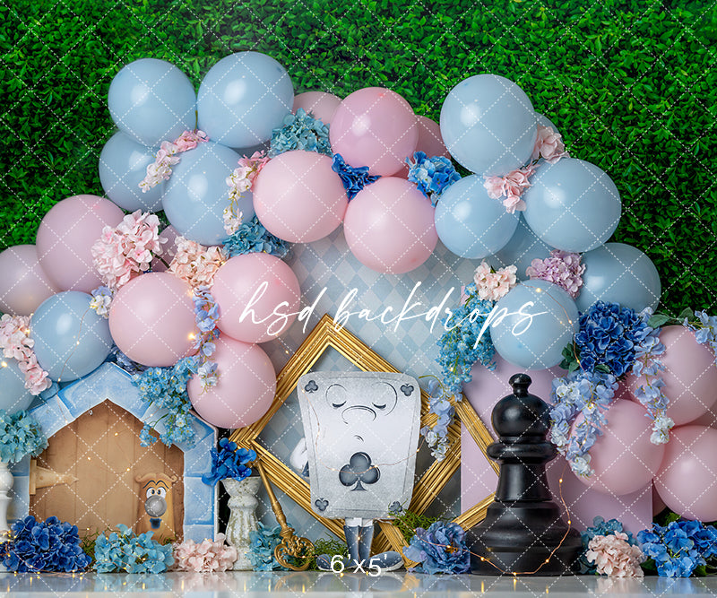 Alice in Wonderland Balloon sculpture installation for baby shower