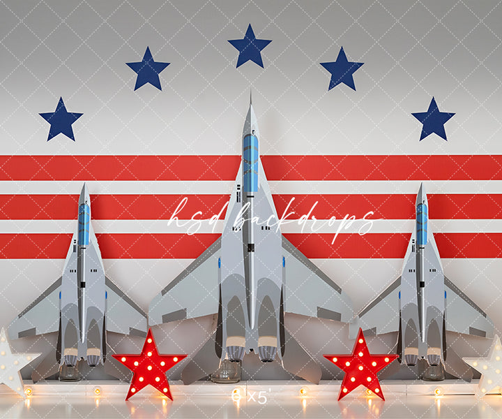 Fighter Jet Top Gun Photo Backdrop for Birthday Cake Smash Portraits