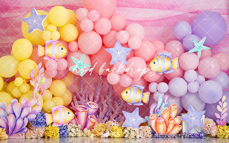 Under the Sea Birthday Photo Backdrop for Cake Smash Photoshoot