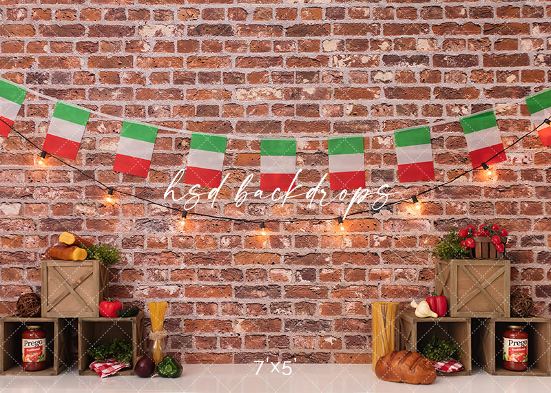 Little Meatball Italy Themed Birthday Cake Smash Backdrop 