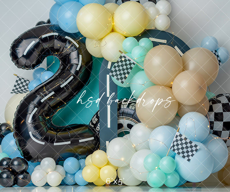 Two Fast Birthday Balloon Backdrop for Cake Smash Studio Photos