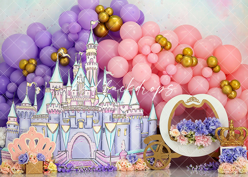 Pretty Princess Party Cake Smash Birthday Photoshoot Backdrop