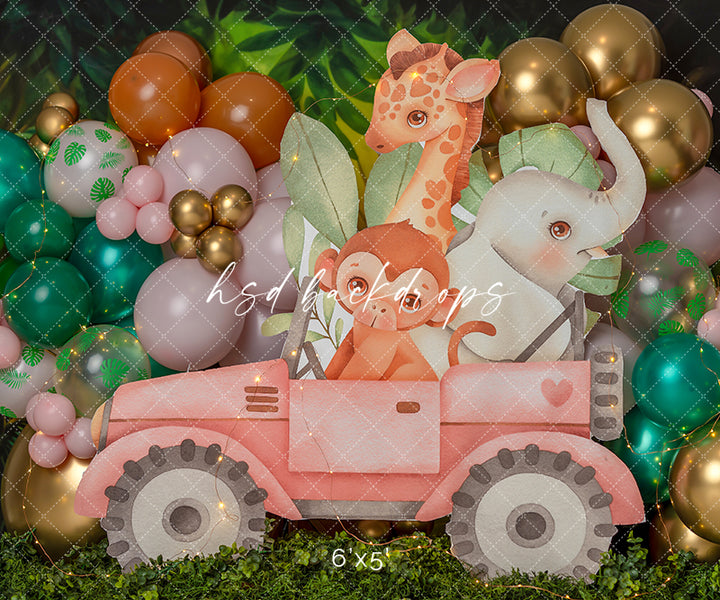 Pink Safari Jeep - HSD Photography Backdrops 