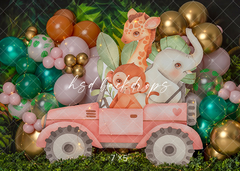 Pink Safari Jeep - HSD Photography Backdrops 