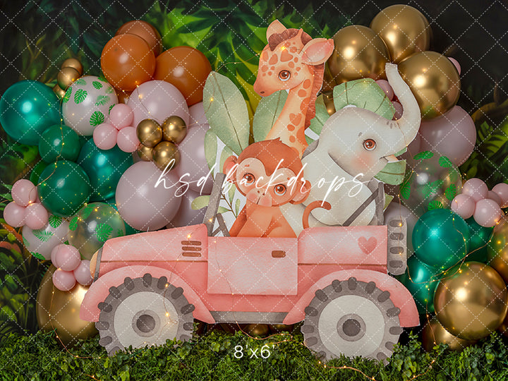 Pink Safari Jeep - HSD Photography Backdrops 