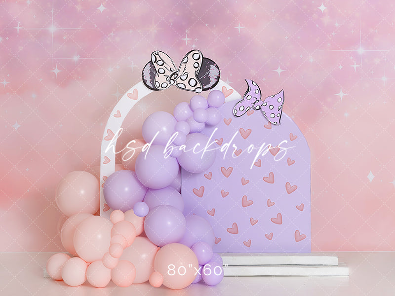 Minnie Balloon Birthday backdrop for cake smash portraits