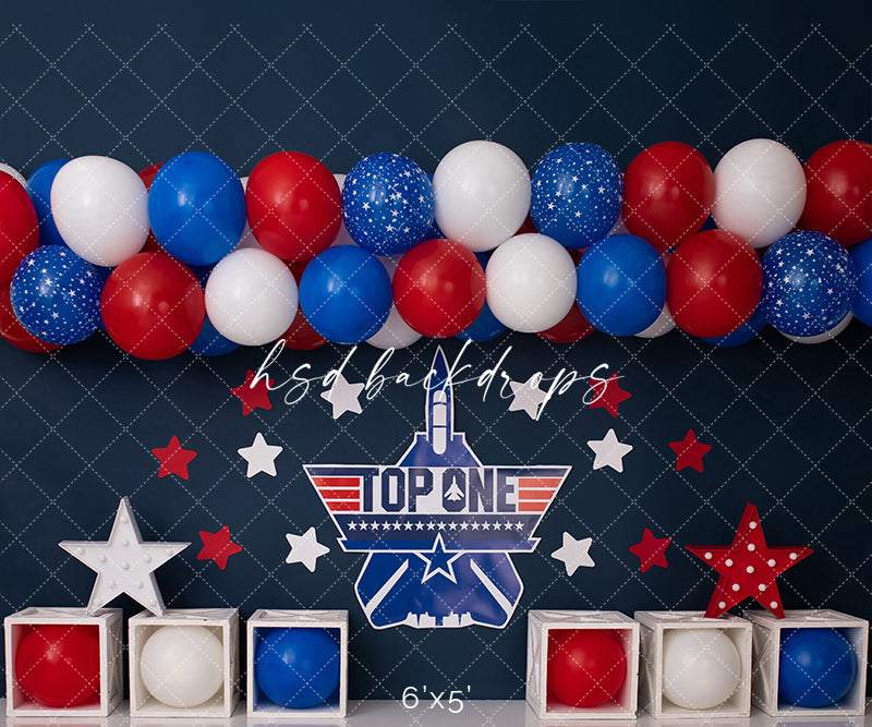 Top One Birthday Backdrop for Boys Cake Smash Photos