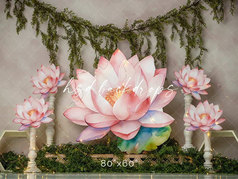 Little Lotus Flower Cake Smash Birthday Girl Photo Backdrop 