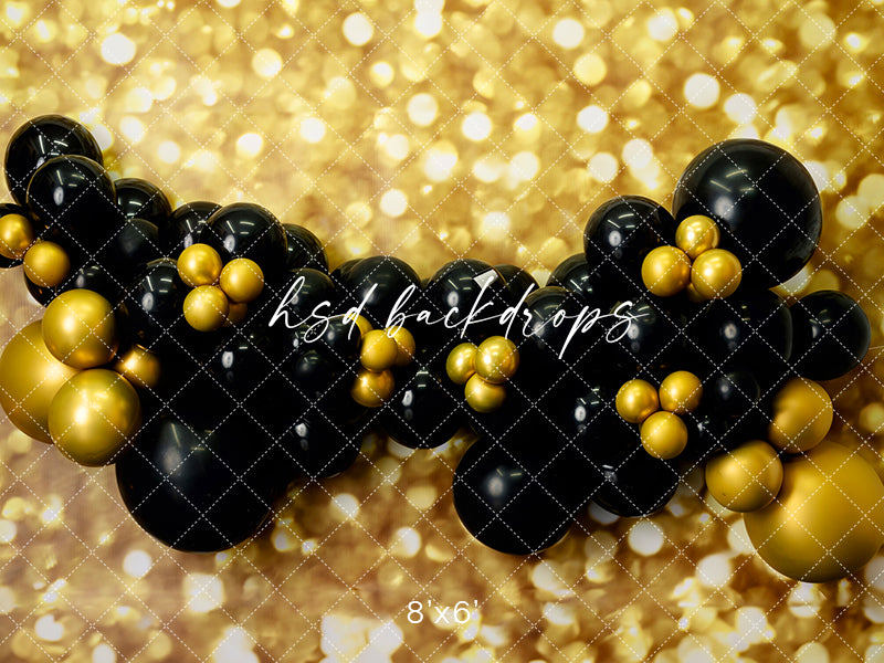 Black & Gold Balloons - HSD Photography Backdrops 