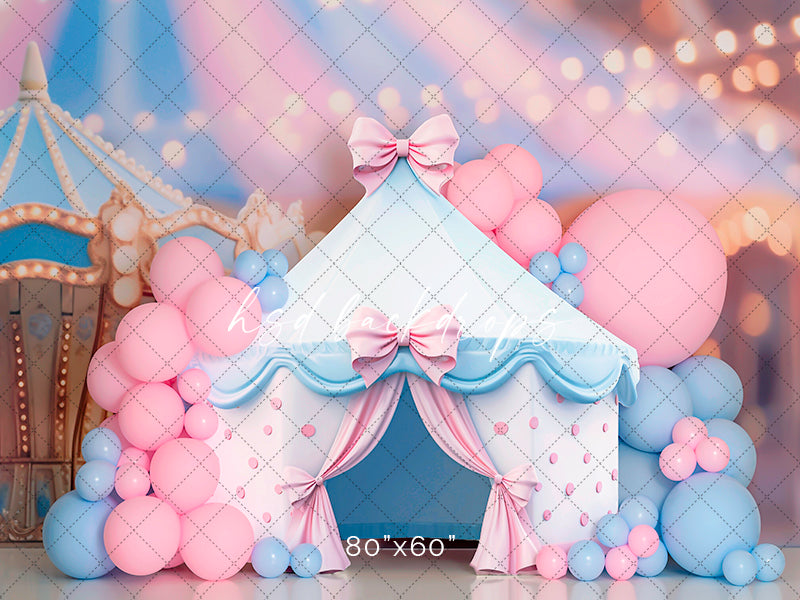 Circus Carnival Girl Cake Smash Birthday Photography Backdrop 