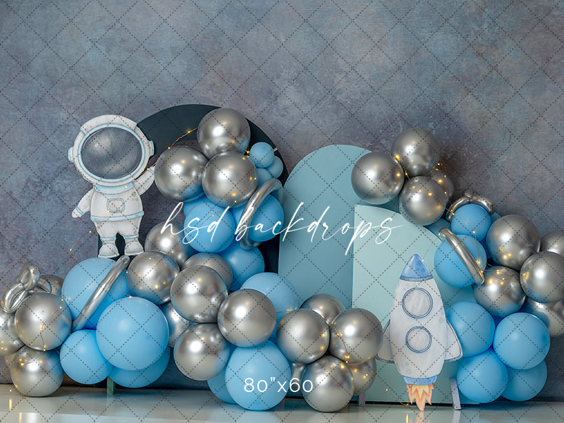 Little Astronaut Outer Space Backdrop for Birthday Cake Smash Photos