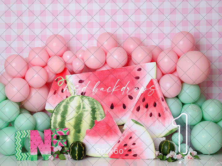 One in a Melon Watermelon Birthday Cake Smash Photo Backdrop