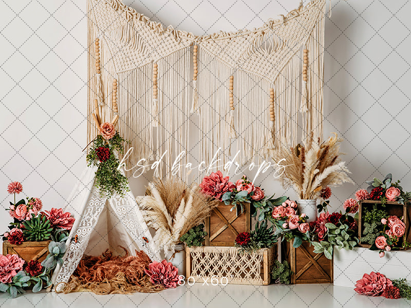 Spring Boho Backdrop for Cake Smash Photography