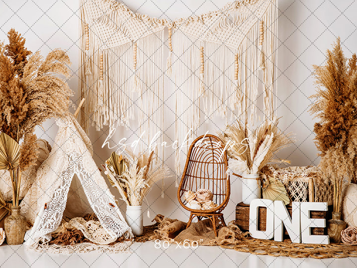 Boho Backdrop for Cake Smash Birthday Photography