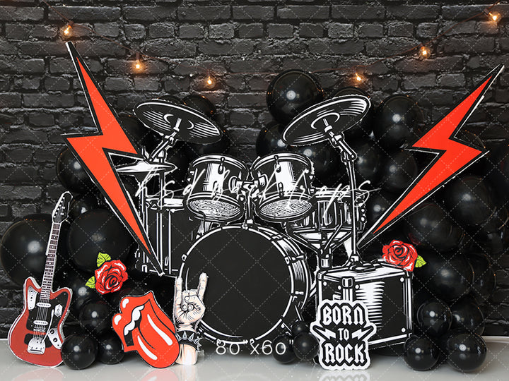 Born 2 Rock Photo Backdrop for Cake Smash Photoshoot