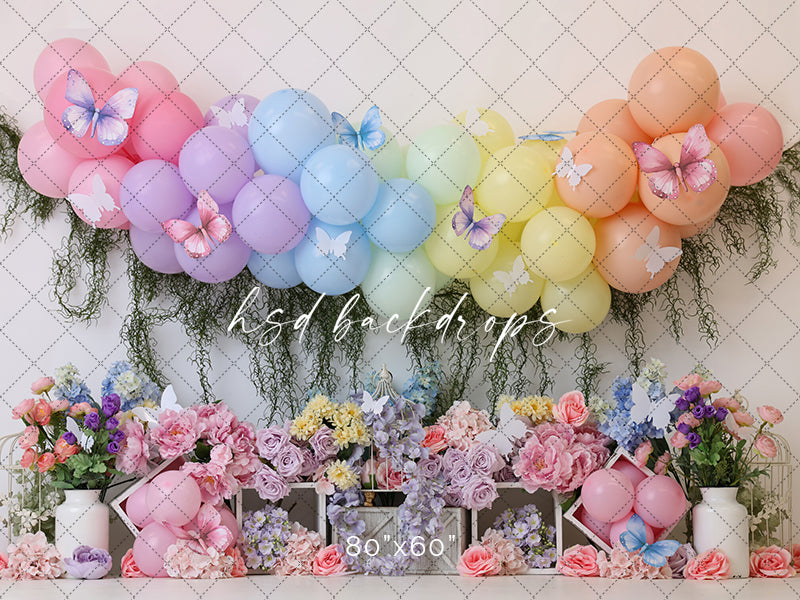 Butterfly Theme Birthday Cake Smash Photo Backdrop