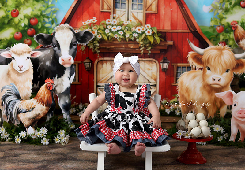 Farm With a Red Barn - HSD Photography Backdrops 