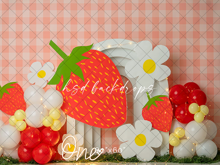 Berry Sweet One Cake Smash Birthday Photography Backdrop 