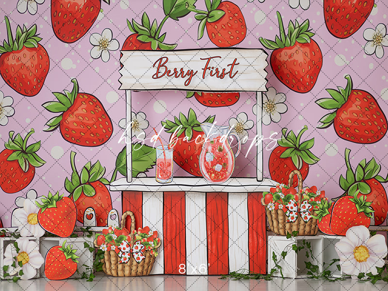 Berry First Strawberry Stand - HSD Photography Backdrops 