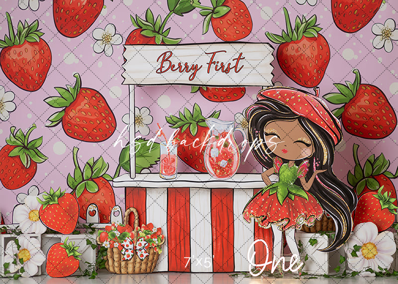 Berry First Strawberry Stand (Girl) - HSD Photography Backdrops 