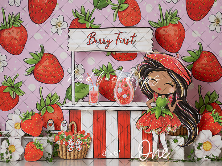 Berry First Strawberry Stand (Girl) - HSD Photography Backdrops 