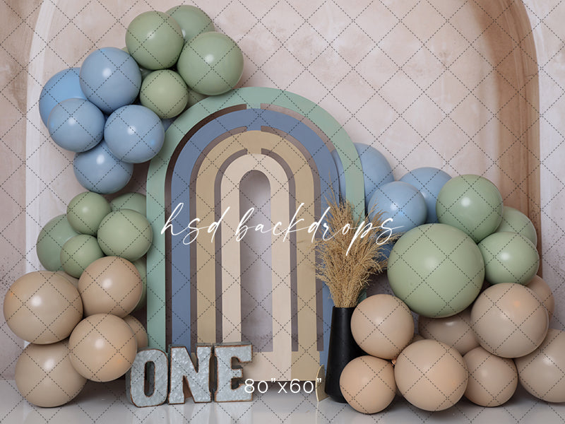 Boho Boy Arch Birthday Cake Smash Backdrop for Photography