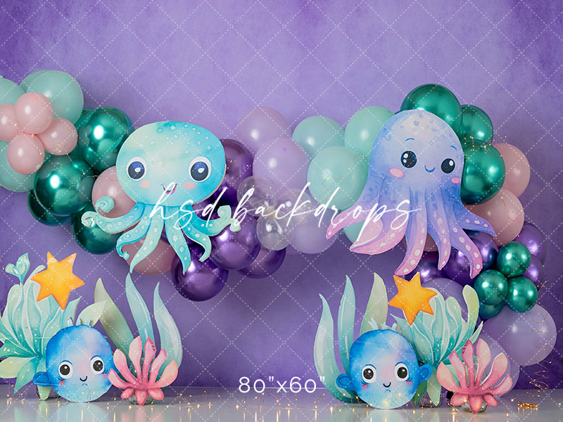 Under the Sea Animals Birthday Cake Smash Photo Backdrop 