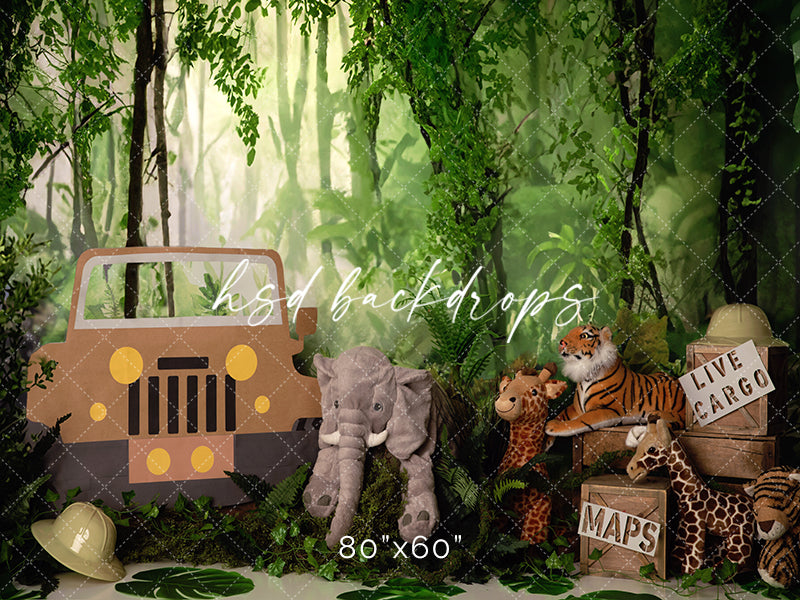 Safari Wild One Birthday Backdrop for Cake Smash Photoshoot