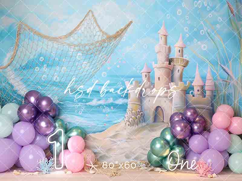 Mermaid Birthday Cake Smash Backdrop for Photography