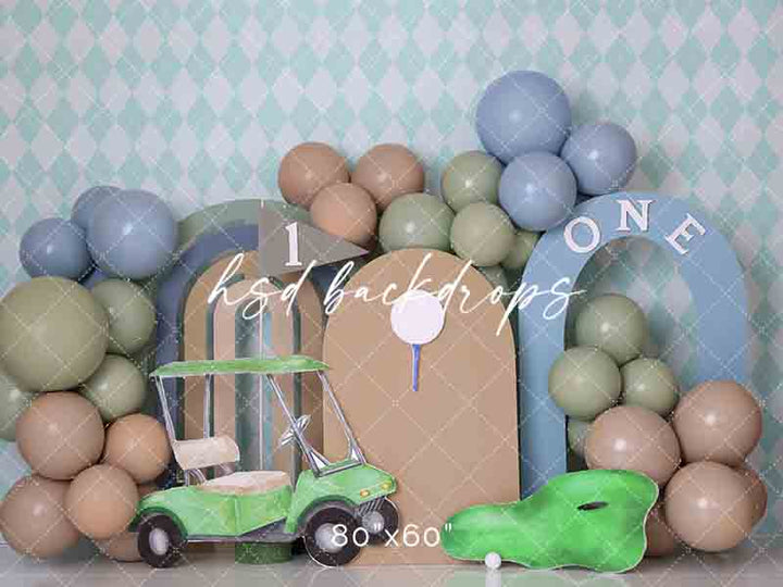 Hole in One Cake Smash Birthday Backdrop for Photography