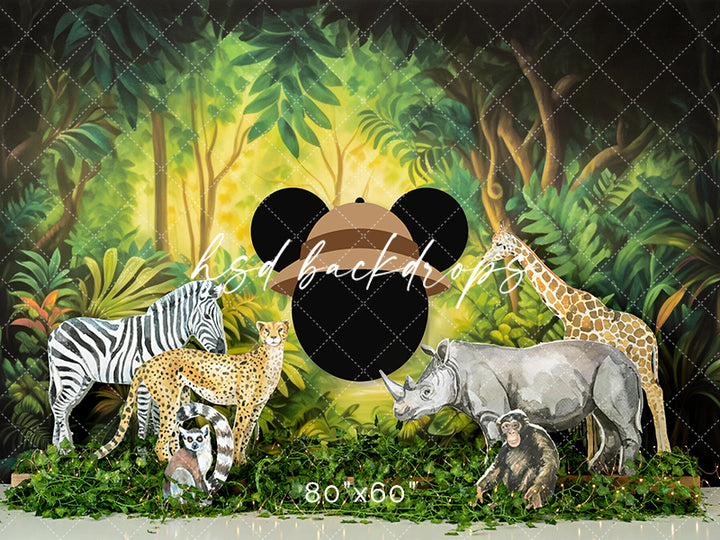 Boys Wild One Safari Birthday Cake Smash Photo Backdrop 