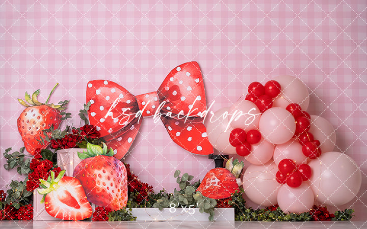 Strawberry Bow Cake Smash Backdrop