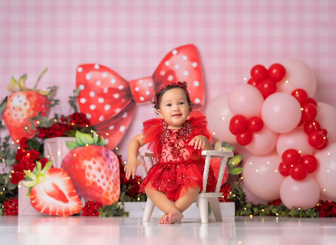 Strawberry Bow Cake Smash Backdrop