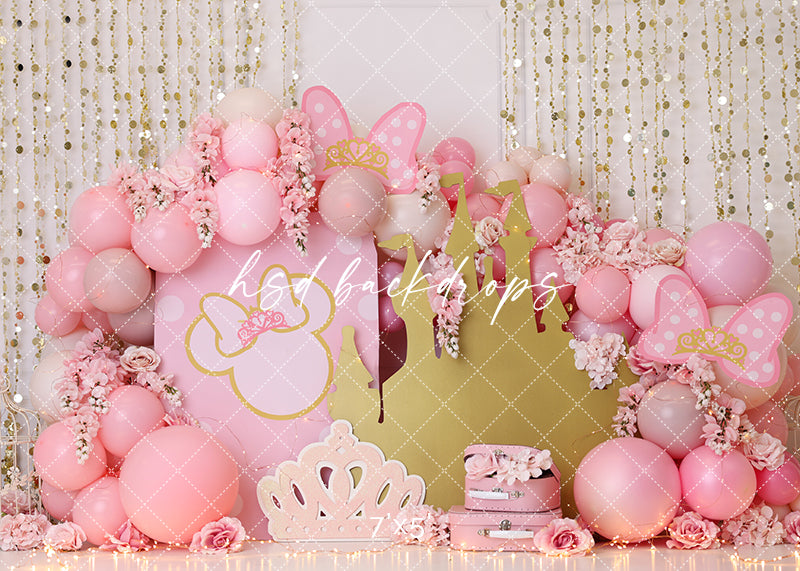 Pink and Gold Princess Cake Smash Backdrop