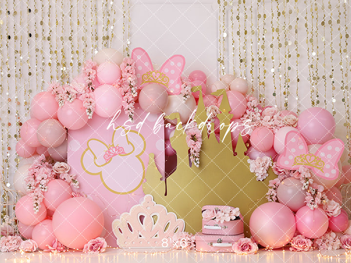 Pink and Gold Princess Cake Smash Backdrop