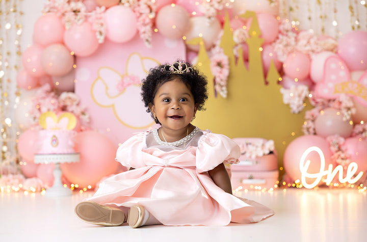 Pink and Gold Princess Cake Smash Backdrop