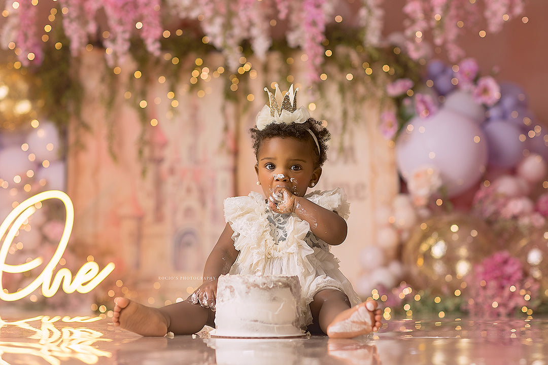 Once Upon A Time Storybook Cake Smash Birthday Backdrop for Photos