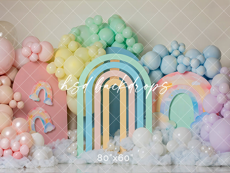 Pastel Rainbow Arch Birthday Cake Smash Photography Background