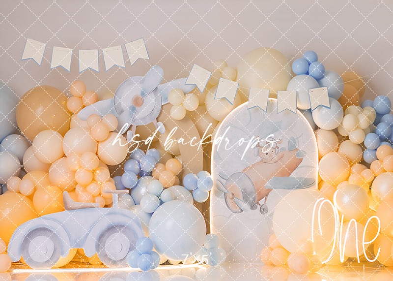 First Birthday Cake Smash Photography Backdrop for Boys 