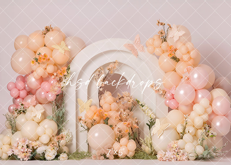 Floral White Arch First Birthday Cake Smash Photography Backdrop