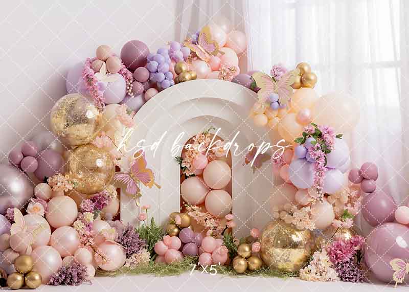 Blooming Butterflies Cake Smash Backdrop