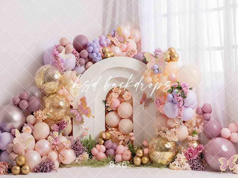 Blooming Butterflies Cake Smash Backdrop