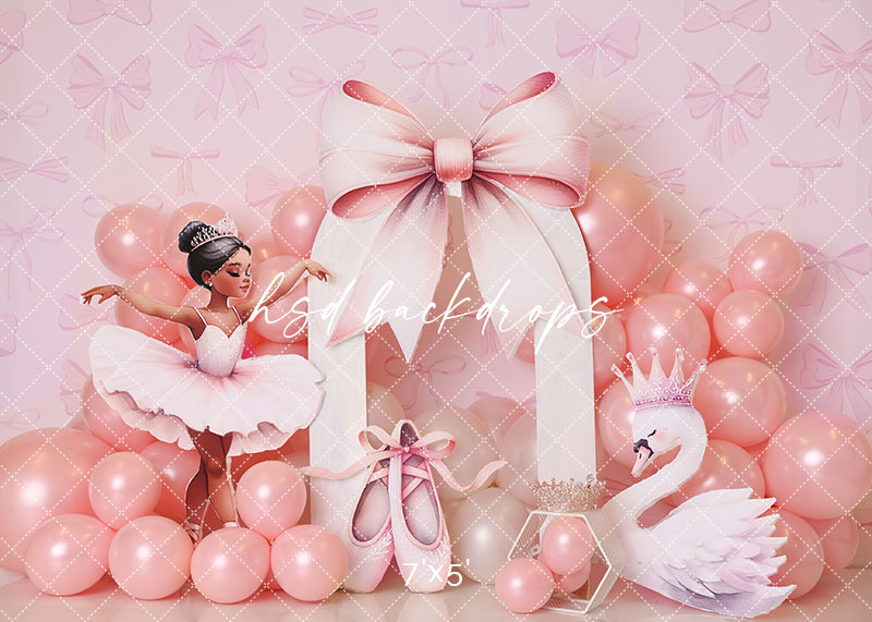 Pink Ballet Bow Cake Smash Backdrop