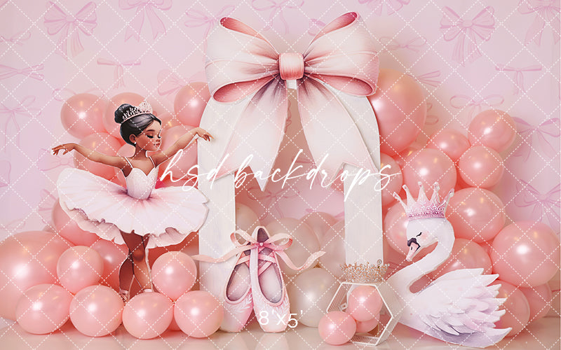 Pink Ballet Bow Cake Smash Backdrop